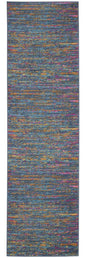 6' Blue And Orange Abstract Distressed Runner Rug