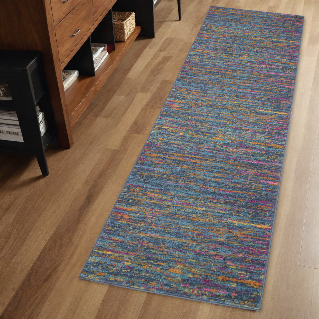 2' X 3' Blue And Orange Abstract Power Loom Area Rug