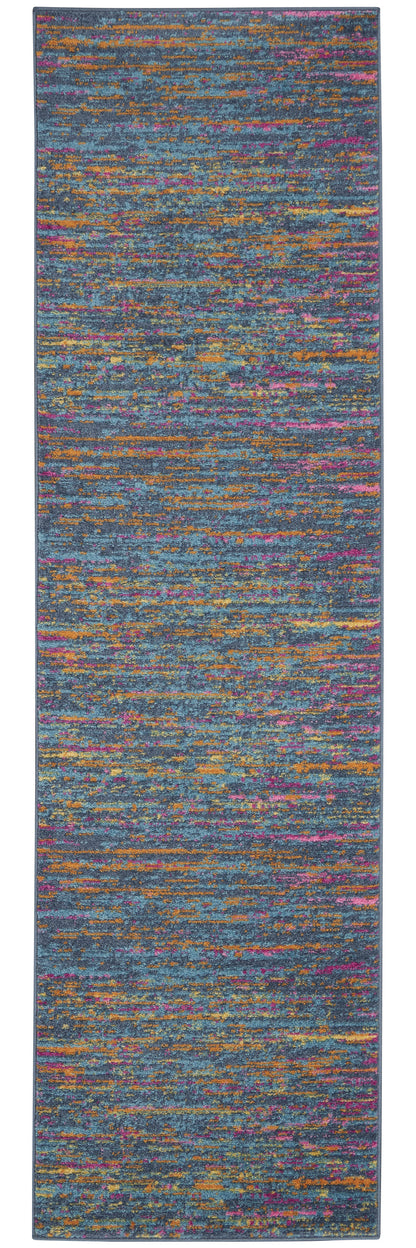 2' X 3' Blue And Orange Abstract Power Loom Area Rug