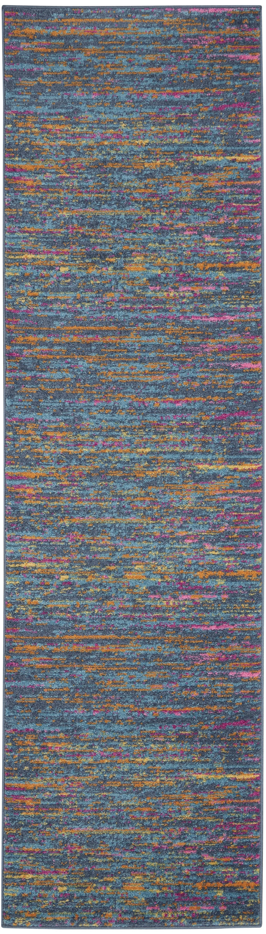 2' X 3' Blue And Orange Abstract Power Loom Area Rug