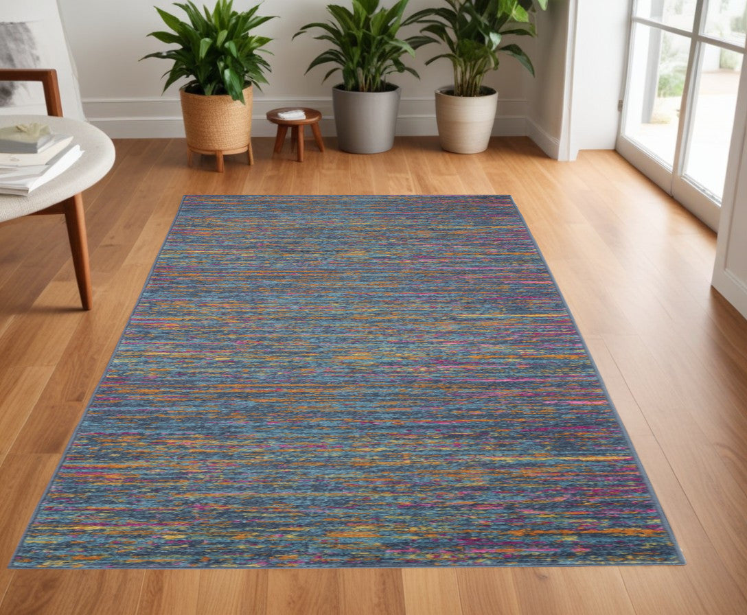 2' X 3' Blue And Orange Abstract Power Loom Area Rug