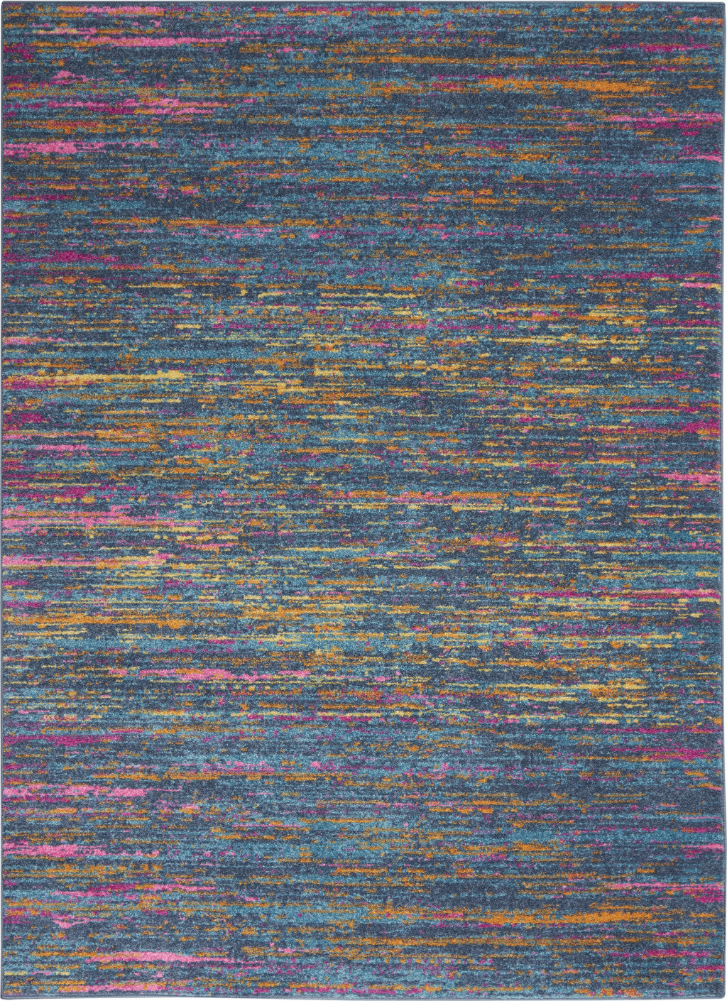 2' X 3' Blue And Orange Abstract Power Loom Area Rug