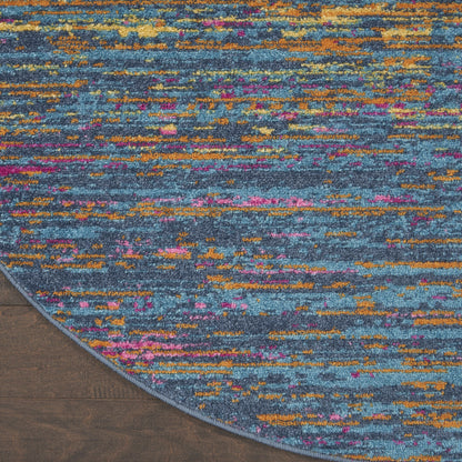 2' X 3' Blue And Orange Abstract Power Loom Area Rug