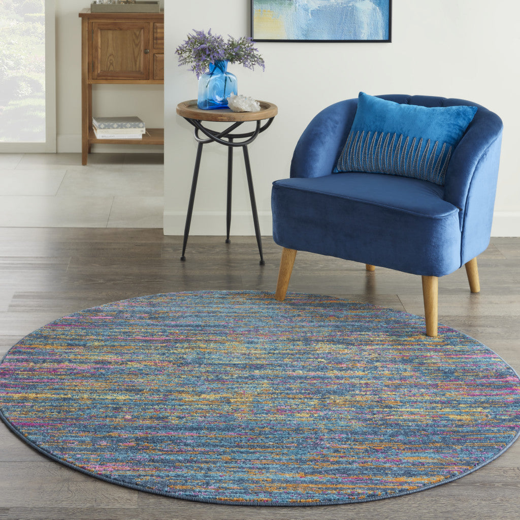 2' X 3' Blue And Orange Abstract Power Loom Area Rug