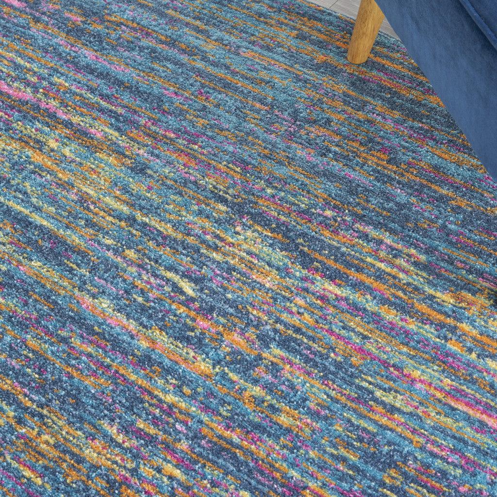 2' X 3' Blue And Orange Abstract Power Loom Area Rug