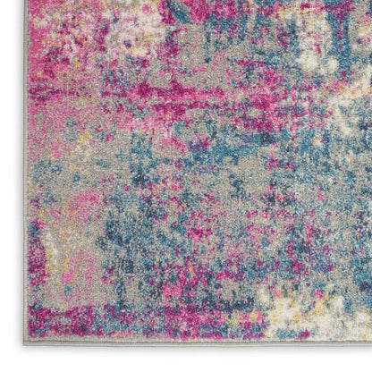 5' X 7' Ivory And Blue Abstract Area Rug