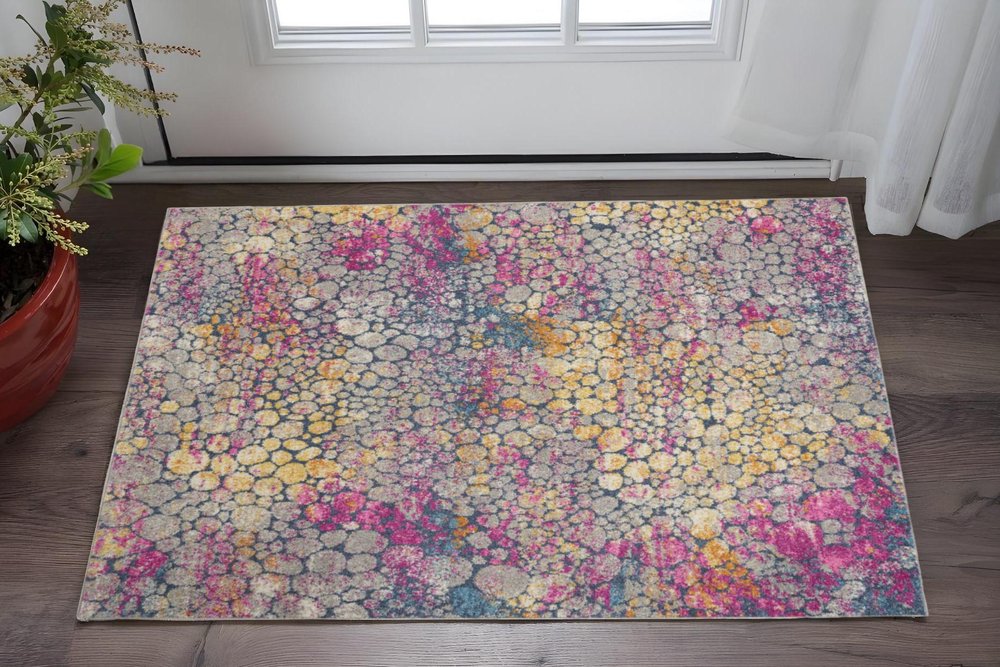 4' X 6' Ivory And Blue Abstract Area Rug