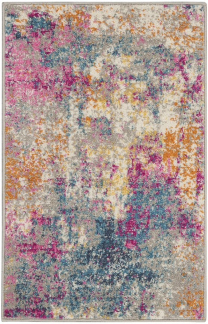 4' X 6' Ivory And Blue Abstract Area Rug
