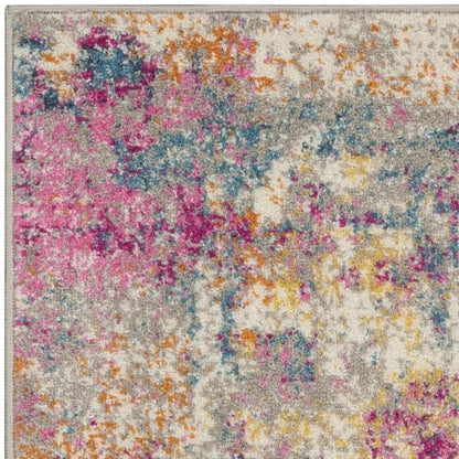 5' X 7' Ivory And Blue Abstract Area Rug