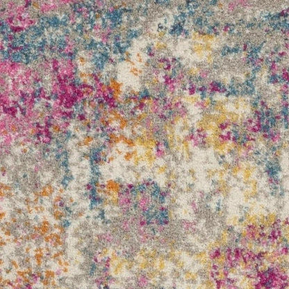 5' X 7' Ivory And Blue Abstract Area Rug