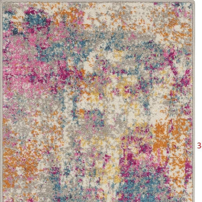 4' X 6' Ivory And Blue Abstract Area Rug