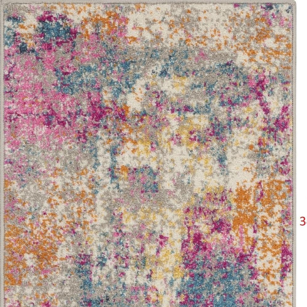5' X 7' Ivory And Blue Abstract Area Rug