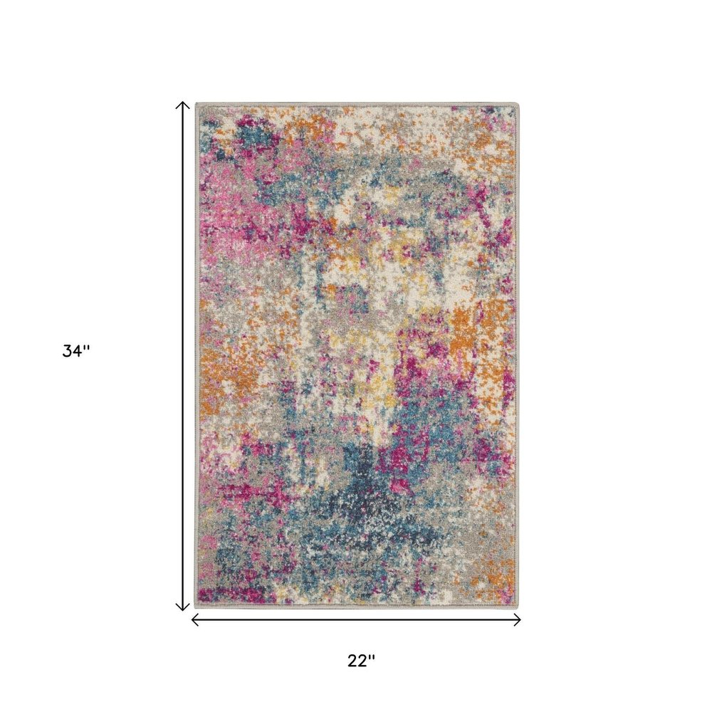 5' X 7' Ivory And Blue Abstract Area Rug
