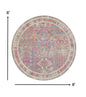 8' Pink And Gray Round Abstract Power Loom Area Rug