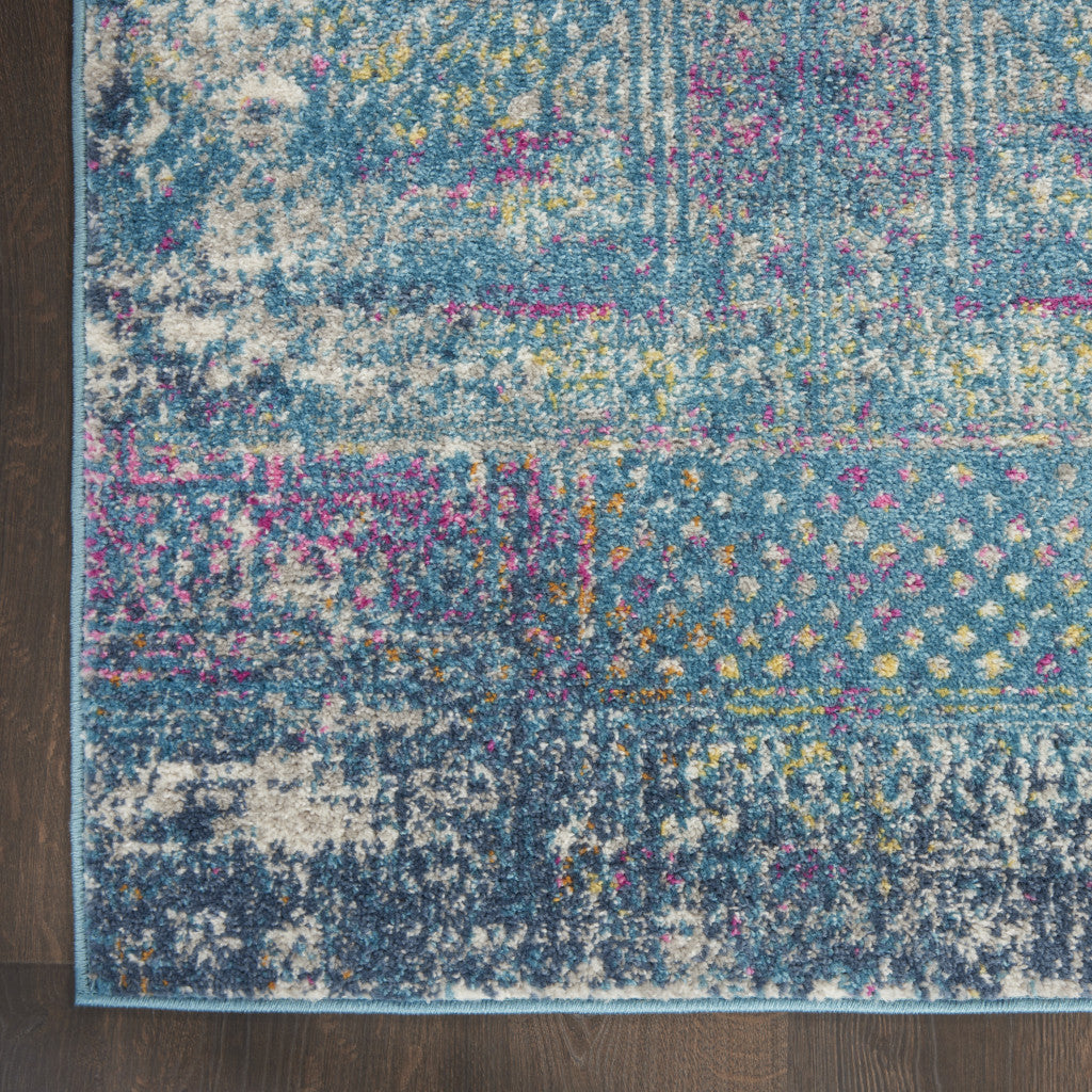 8' X 10' Blue Southwestern Power Loom Area Rug