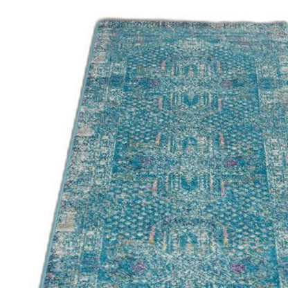 8' X 10' Blue Southwestern Power Loom Area Rug