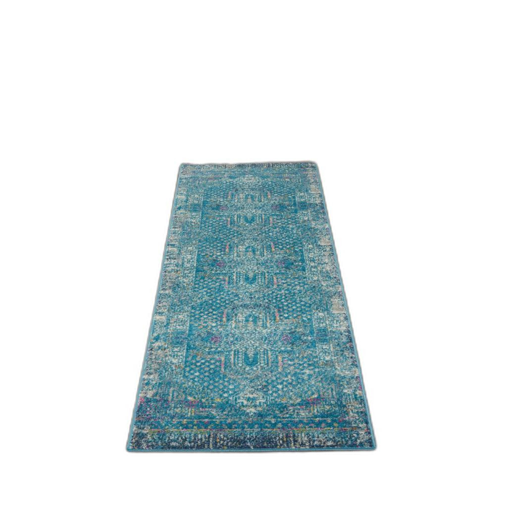 8' X 10' Blue Southwestern Power Loom Area Rug