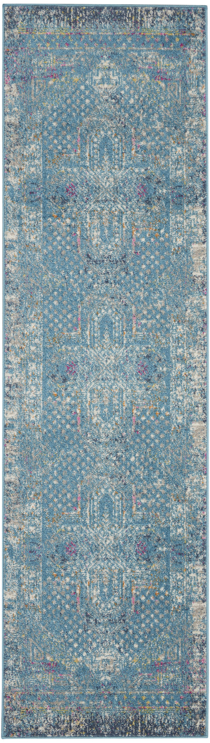 8' X 10' Blue Southwestern Power Loom Area Rug