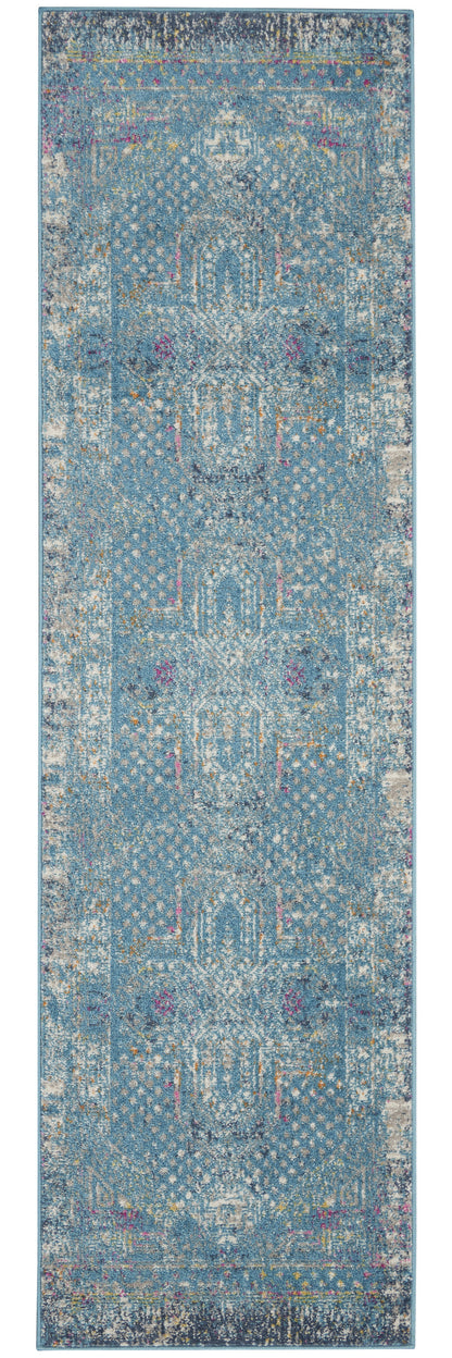 8' X 10' Blue Southwestern Power Loom Area Rug