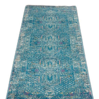 8' X 10' Blue Southwestern Power Loom Area Rug