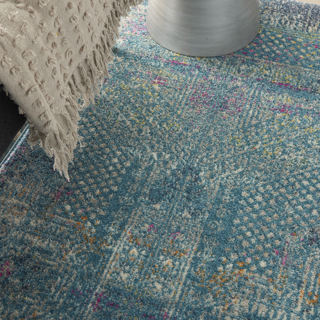 8' X 10' Blue Southwestern Power Loom Area Rug