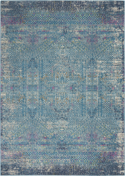 8' X 10' Blue Southwestern Power Loom Area Rug