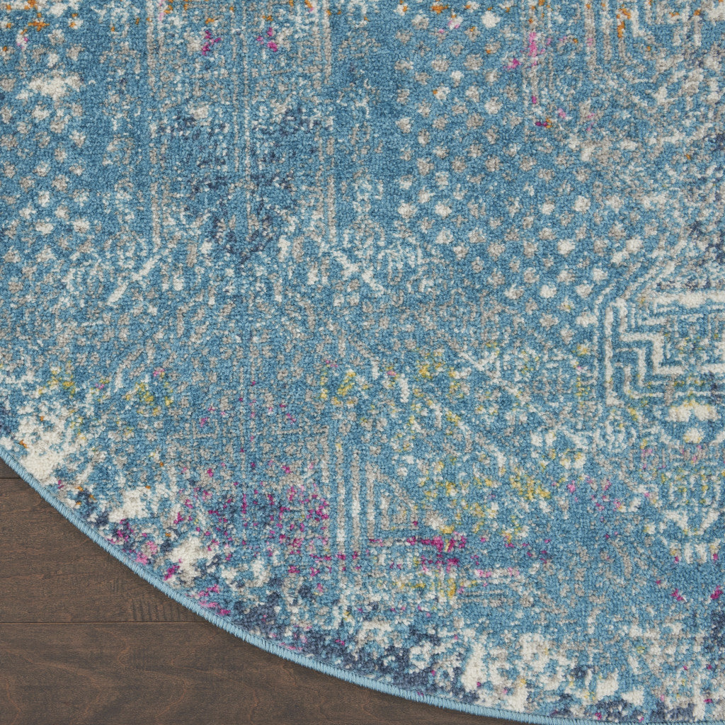 8' X 10' Blue Southwestern Power Loom Area Rug