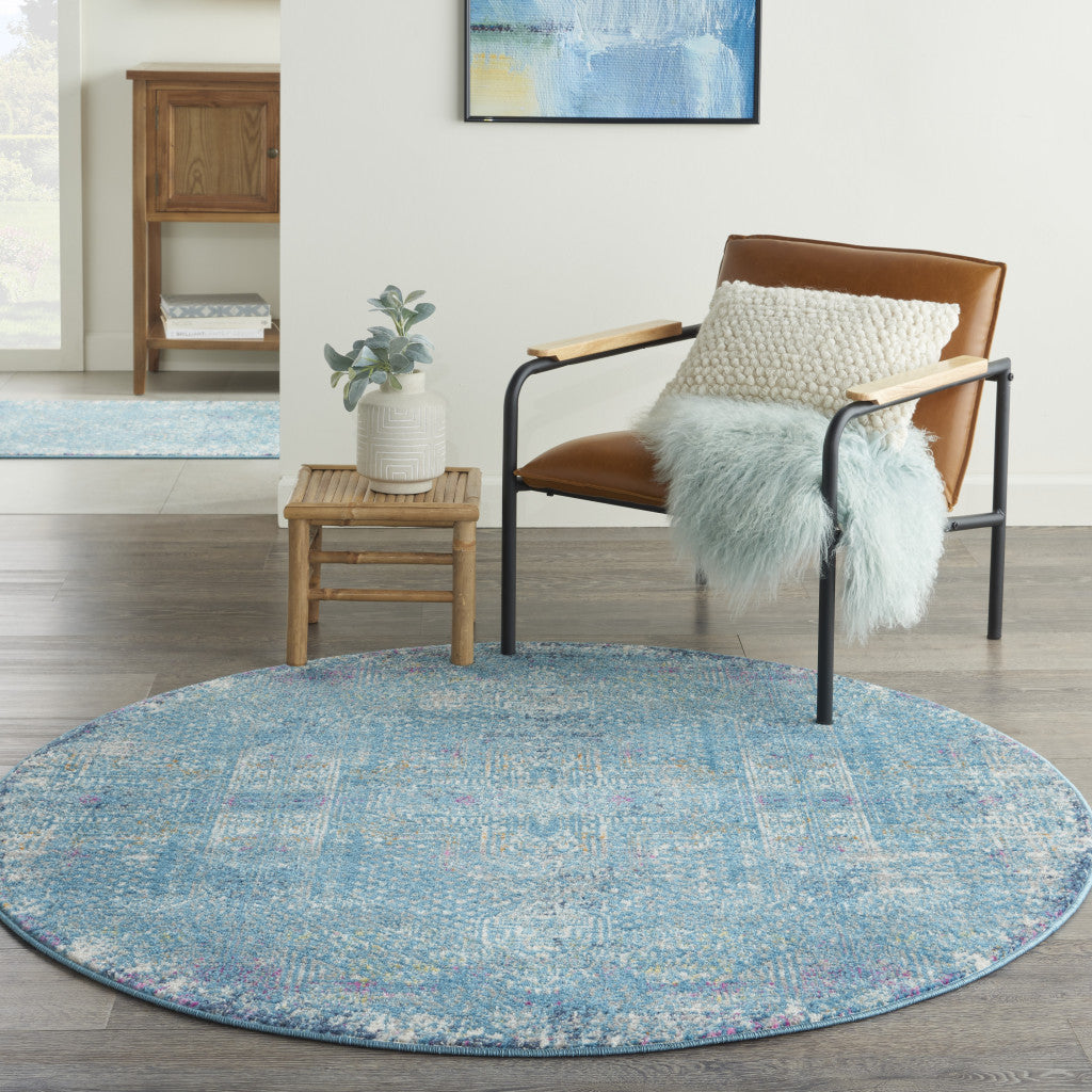 8' X 10' Blue Southwestern Power Loom Area Rug