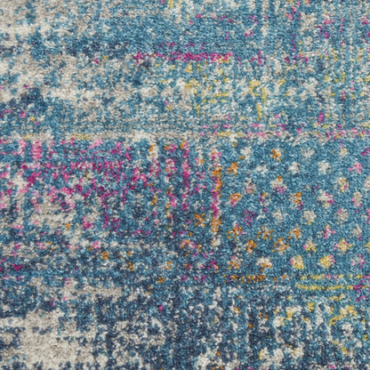 8' X 10' Blue Southwestern Power Loom Area Rug