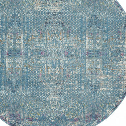 8' X 10' Blue Southwestern Power Loom Area Rug