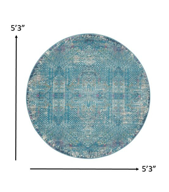 8' X 10' Blue Southwestern Power Loom Area Rug