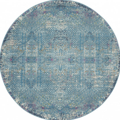 8' X 10' Blue Southwestern Power Loom Area Rug