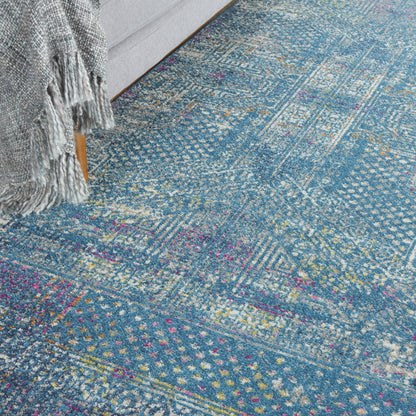 8' X 10' Blue Southwestern Power Loom Area Rug