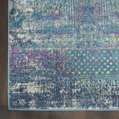 8' X 10' Blue Southwestern Power Loom Area Rug