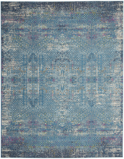 8' X 10' Blue Southwestern Power Loom Area Rug