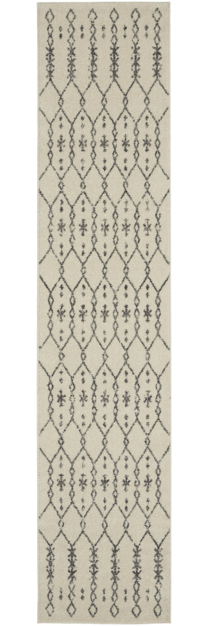 8' Gray Geometric Power Loom Runner Rug