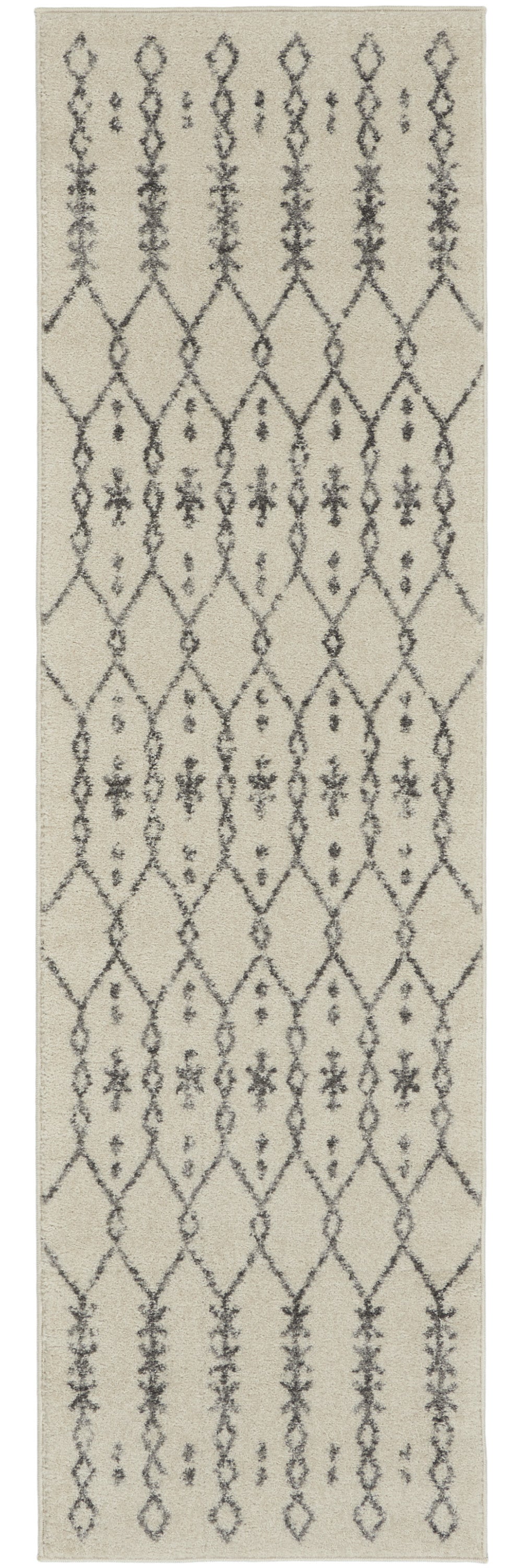 8' Gray Geometric Power Loom Runner Rug