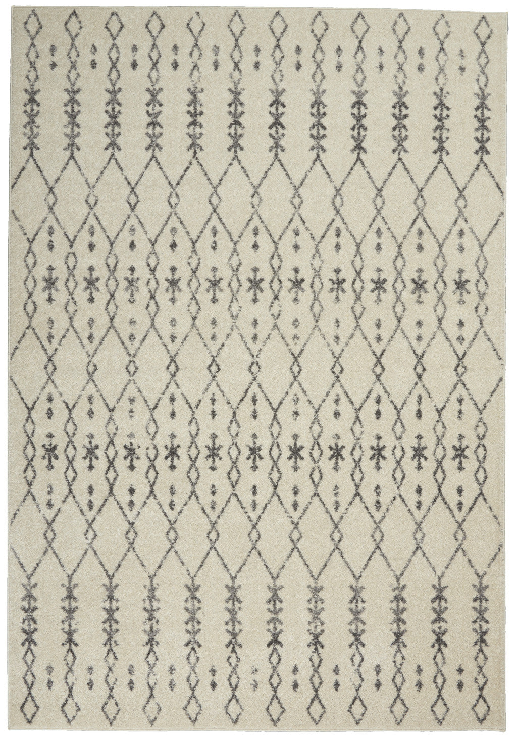 8' Gray Geometric Power Loom Runner Rug