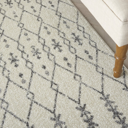 8' Gray Geometric Power Loom Runner Rug