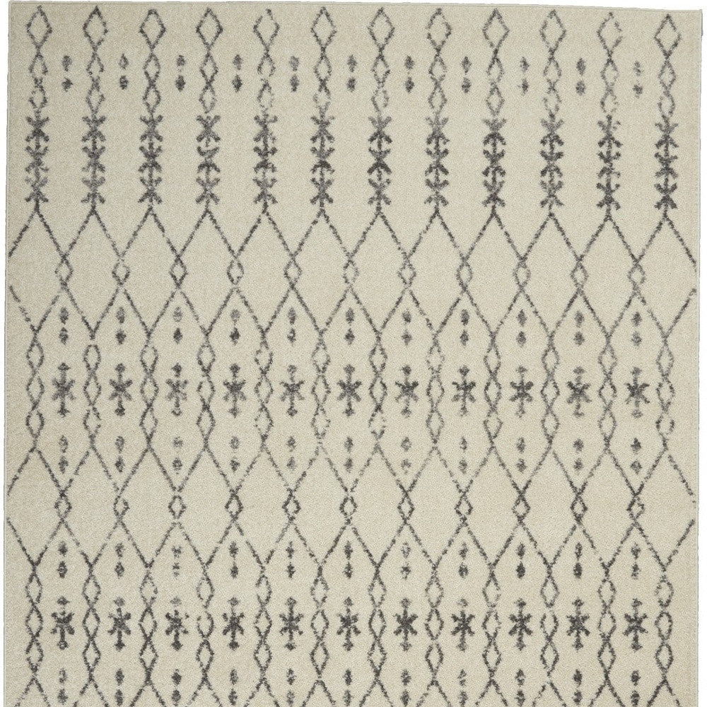 8' Gray Geometric Power Loom Runner Rug