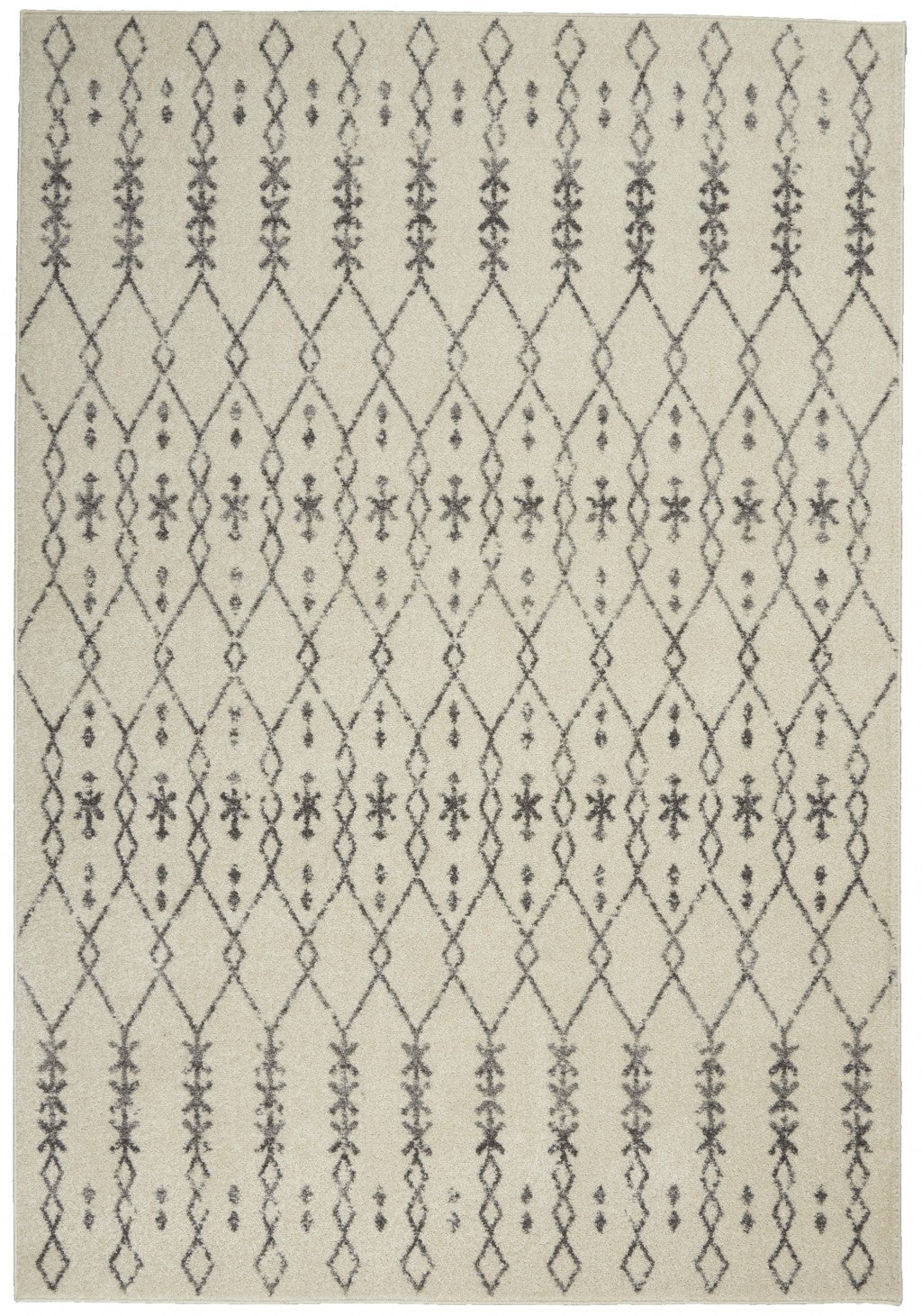 8' Gray Geometric Power Loom Runner Rug