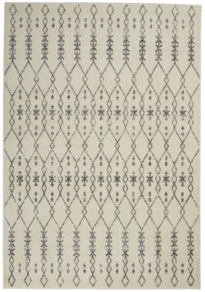 8' Gray Geometric Power Loom Runner Rug