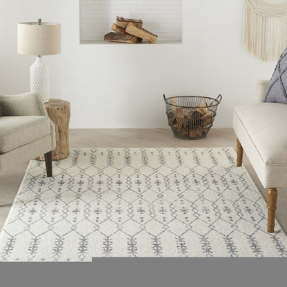 8' X 10' Gray And Ivory Geometric Distressed Area Rug
