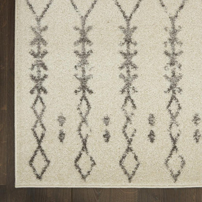 8' X 10' Gray And Ivory Geometric Distressed Area Rug