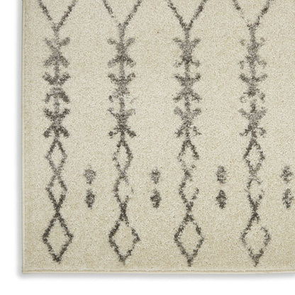 8' X 10' Gray And Ivory Geometric Distressed Area Rug