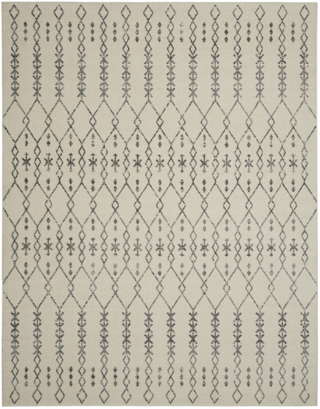 8' Gray Geometric Power Loom Runner Rug