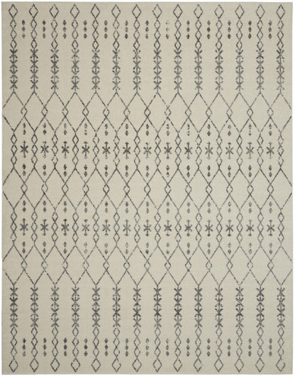 8' Gray Geometric Power Loom Runner Rug