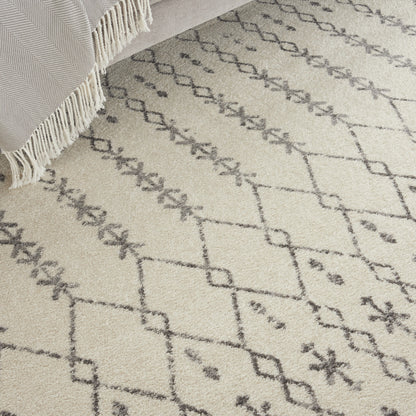 8' Gray Geometric Power Loom Runner Rug