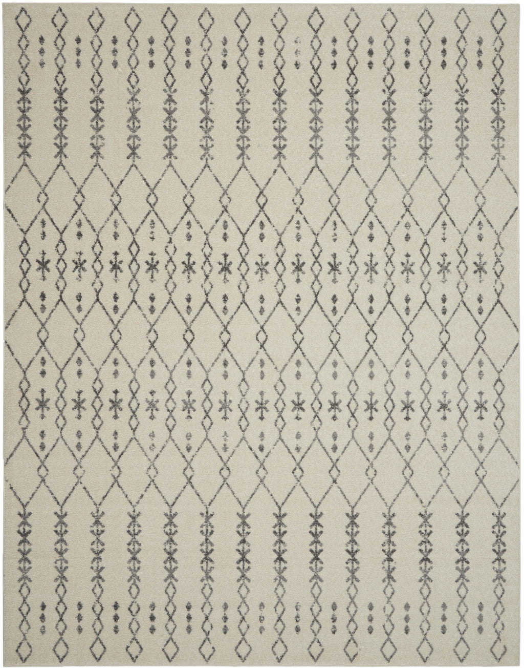 8' Gray Geometric Power Loom Runner Rug