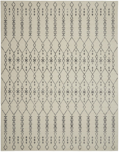 8' Gray Geometric Power Loom Runner Rug